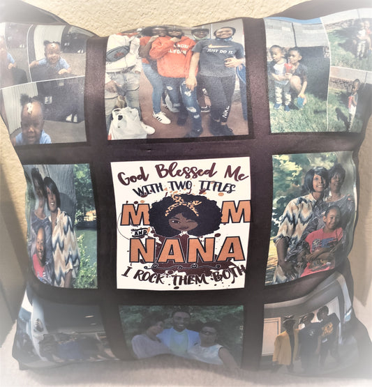 Personalized Pillow makes it your own. Comes with either 4 or 9 panels you can personalize, 100 % polyester, 16x16 in size (while stuffed)